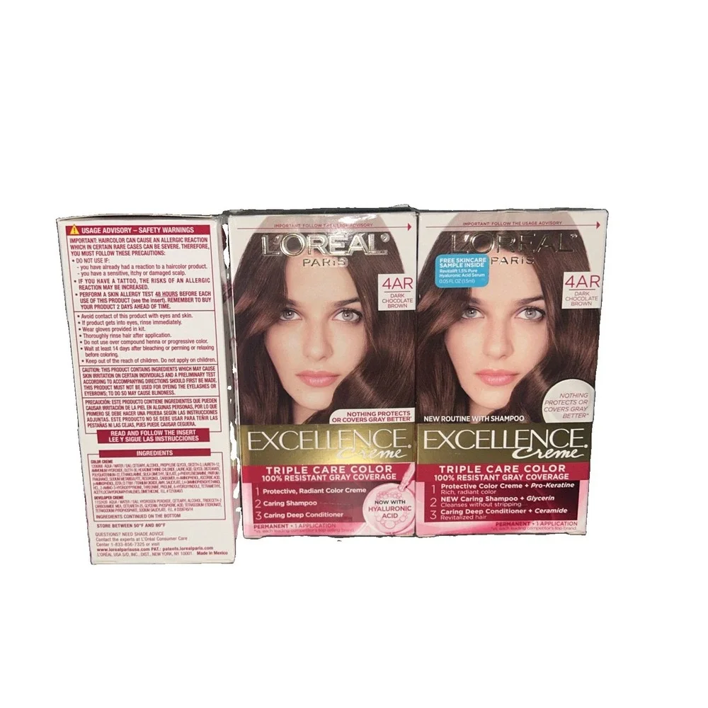 Loreal Paris Excellence Creme Hair Color #4AR DARK CHOCOLATE BROWN - w/ shampoo